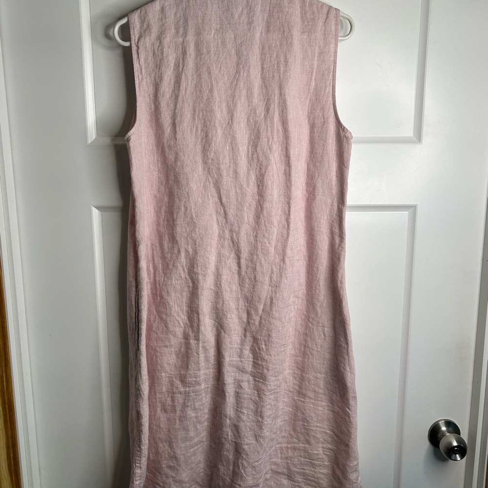 Magashoni Women’s Size Medium Linen Sleeveless Shirt Dress Pink Coastal 6423 - Picture 6 of 6